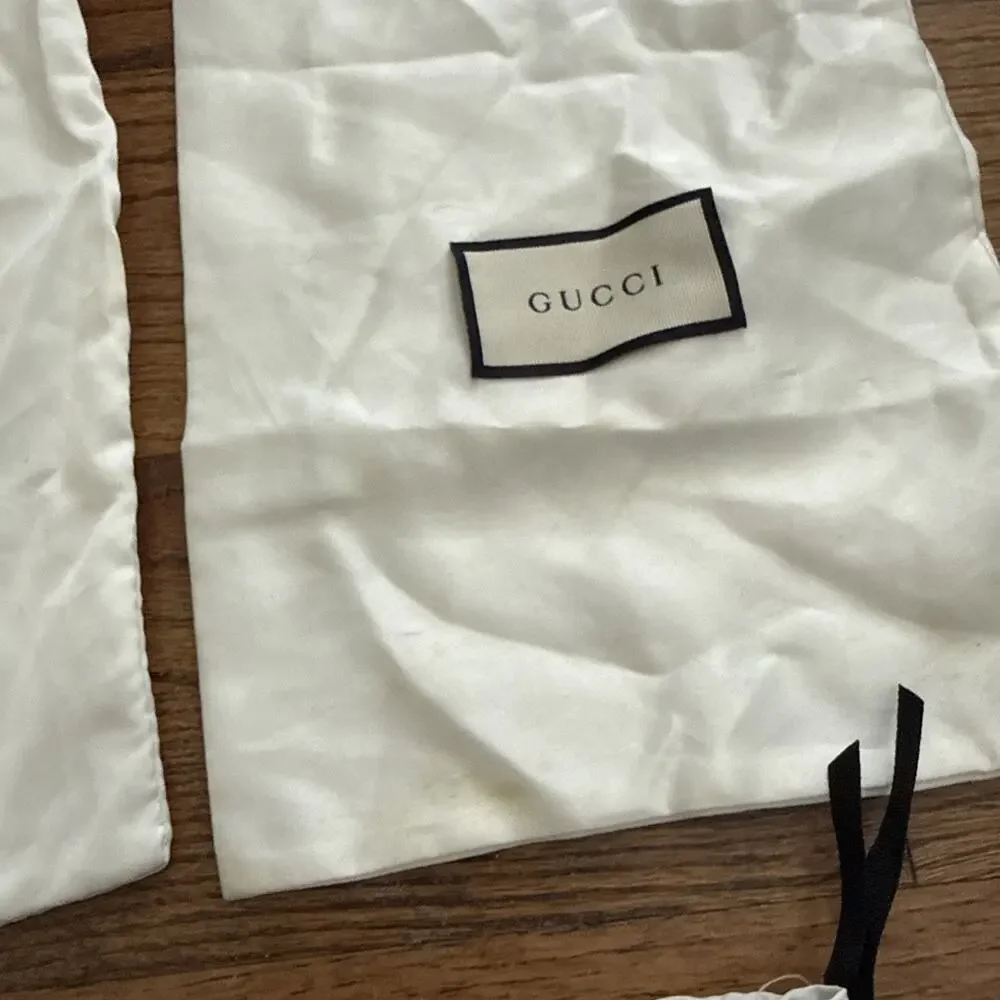 Lot of 7 Gucci White Satin Drawstring Dust Bags for Shoes Accessories 17x8”